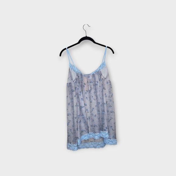 NEW Out From Under Womens Harlowe Blue Lace Sheer Floral Slip Dress L Coquette - Picture 10 of 10